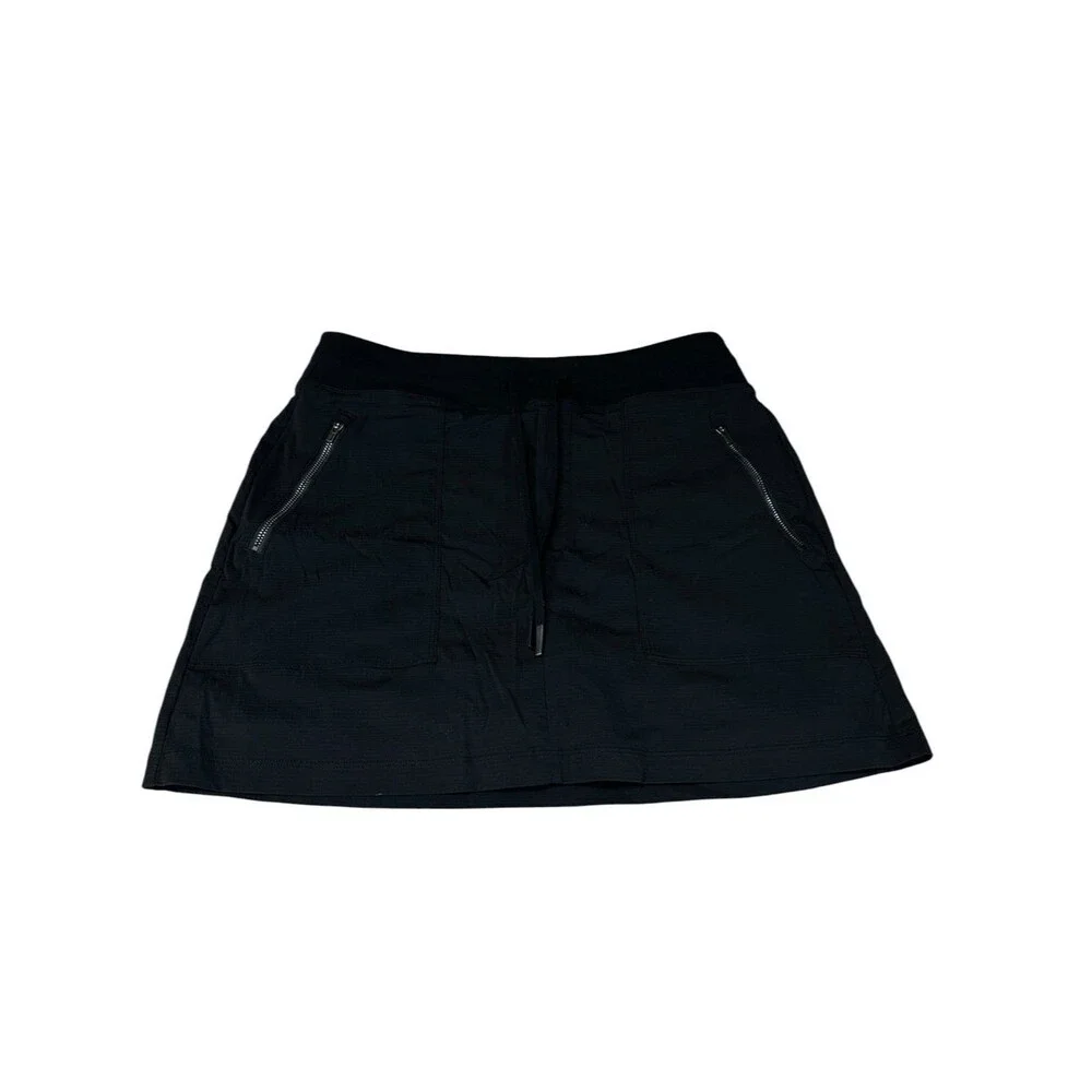 Athleta Black Athletic Skort Size 10 Built In Shorts Zip Pockets Golf Tennis